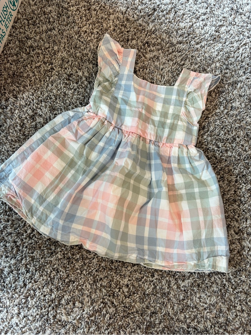 Carter's Pastel Plaid Ruffle Sleeve Dress - Pink, Blue, Green